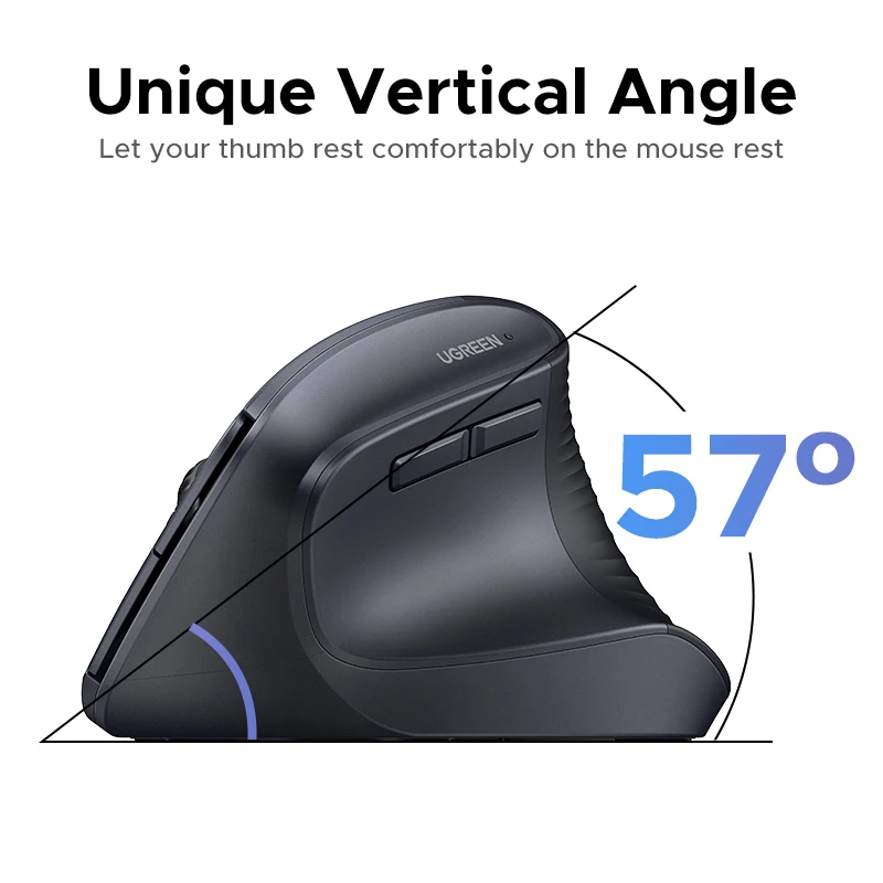 UGREEN 2.4G Vertical Wireless Mouse Laptop Accessories Ergonomic Mouse Adjustable Sensitivity and Quiet Buttons