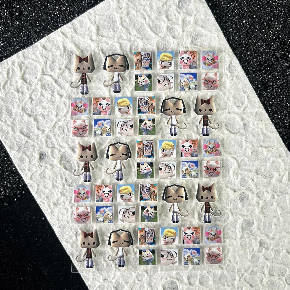 Kawaii Cat Y2k Stytle Sticker Nail Art Pvc Adhesive Scrapbook Waterproof Diy Charms Loptop Phone Case Sticker