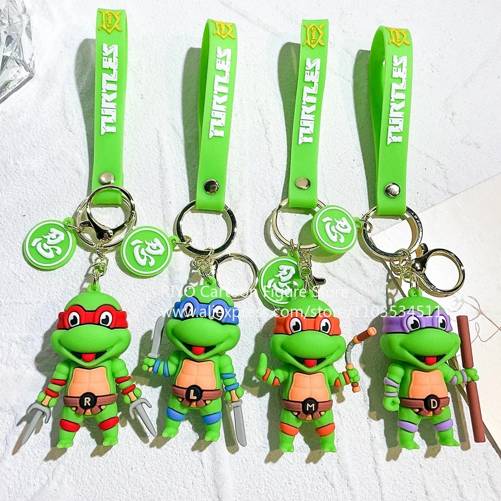 2024 Anime Ninja Turtle Figure Keychain Teenage Mutant Ninja Turtles Raphael Donatello Doll Keyring Car Key Bag Ornament Gift