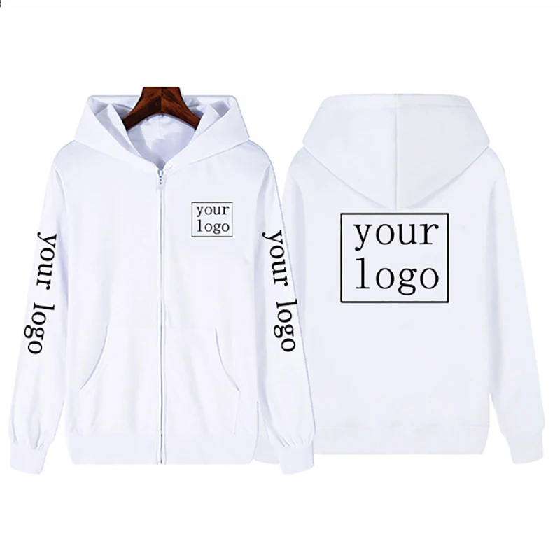 Your Own Design Brand Logo/Picture Custom Zip Up Hoodie Men Women Casual Personalized Sweatshirts Text Print DIY Zipper Jackets