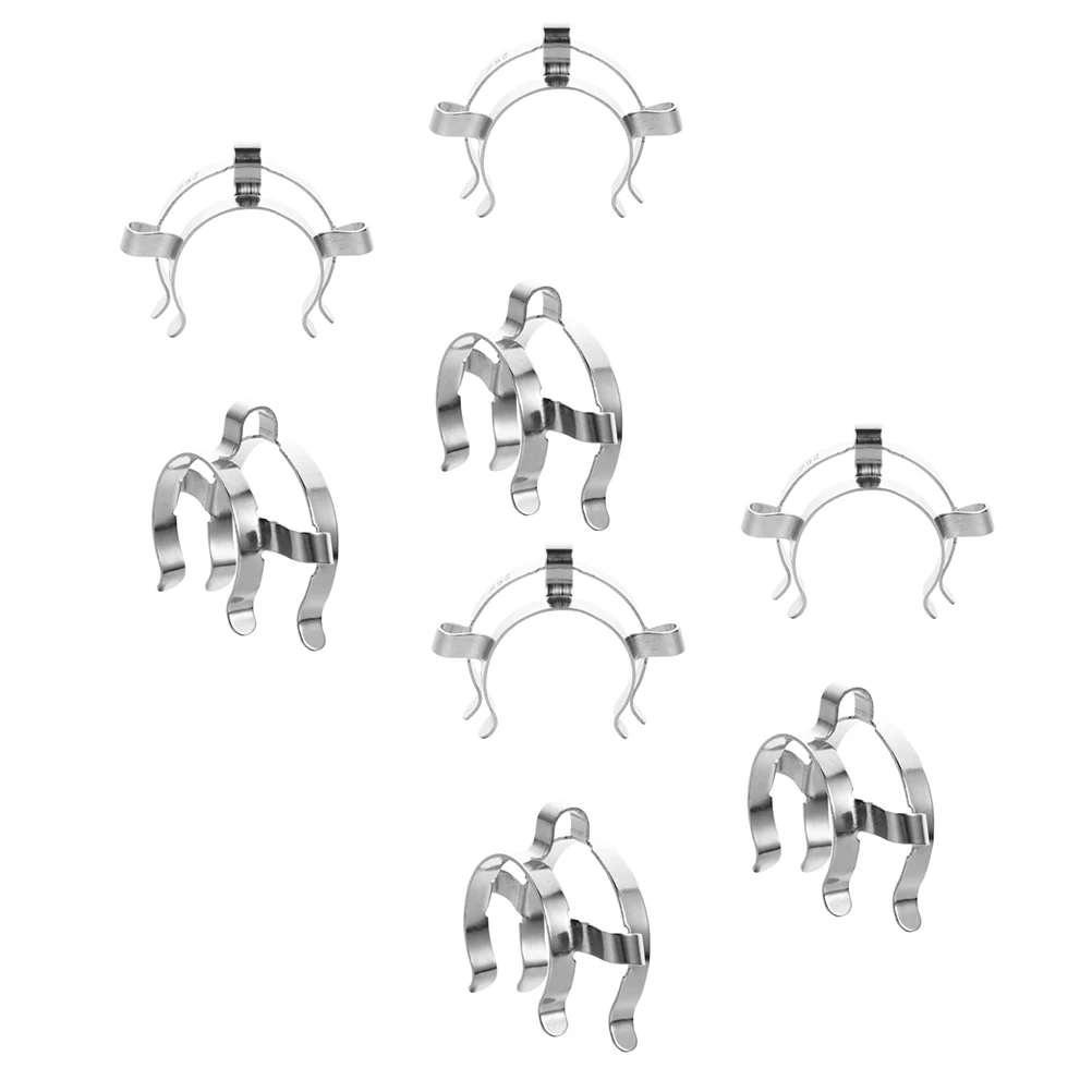 

8pcs Laboratory Glass Taper Joints Clamps Silver Stainless Steel Chemistry Experiment Fix Instruments