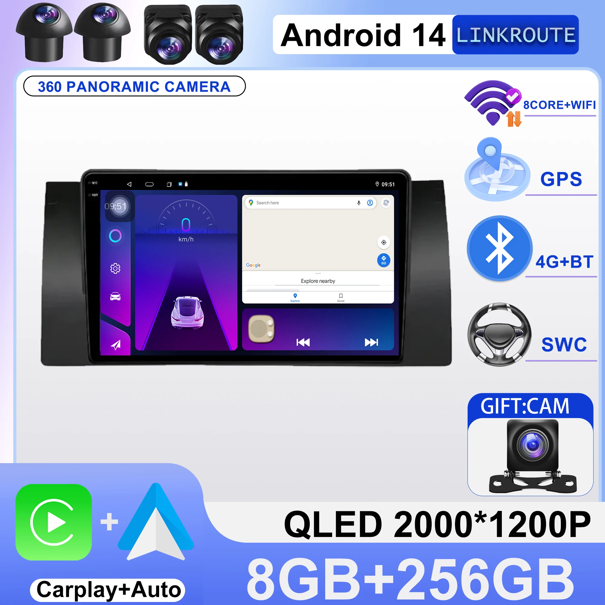 

Car Radio Carplay For BMW 5/7 Series X5 E53 E38 E39 M5 Navigation GPS Android Auto Stereo 4G Wifi Multimedia Player No 2din DVD