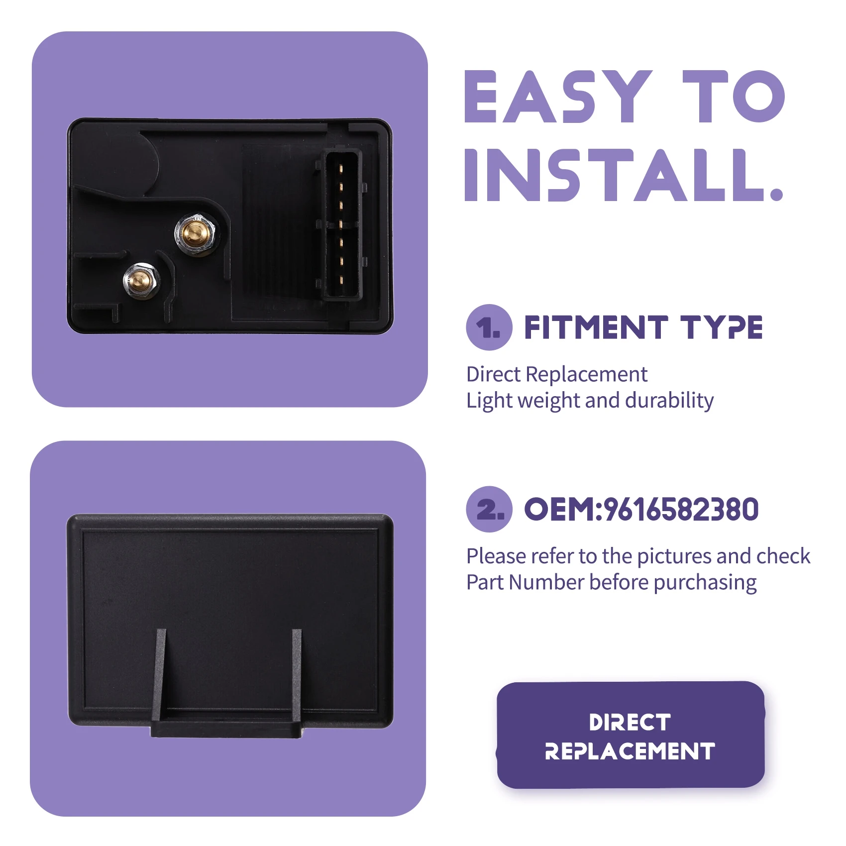 

B23B For Partner For Citroen Jumper Glow Plug Relay 598127 9615938380 Car Accessories