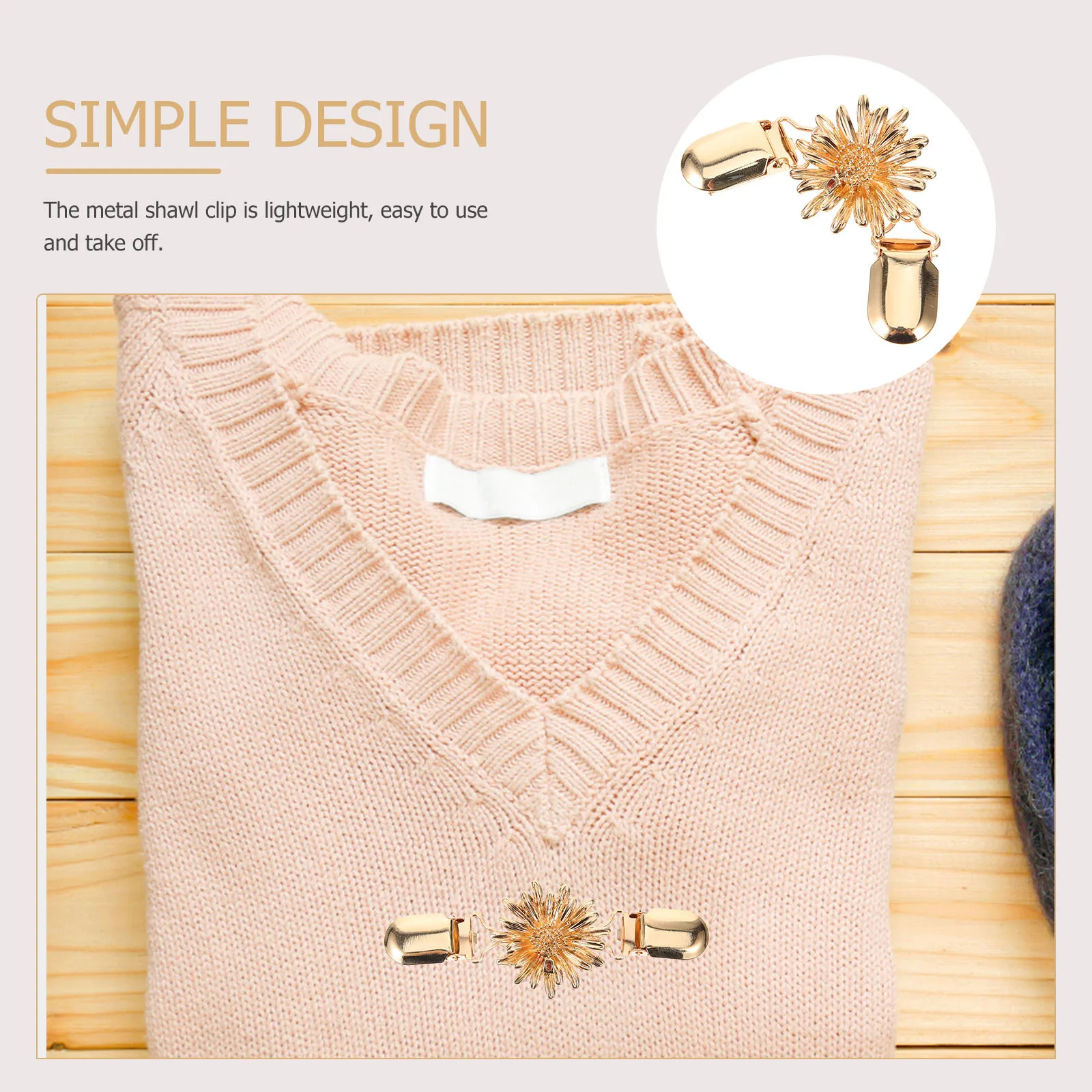 

Зажим для кардигана с цветком, металлический зажим для свитера, застежка для шаль, воротник, брошь, элегантная прочная легкая застежка для одежды