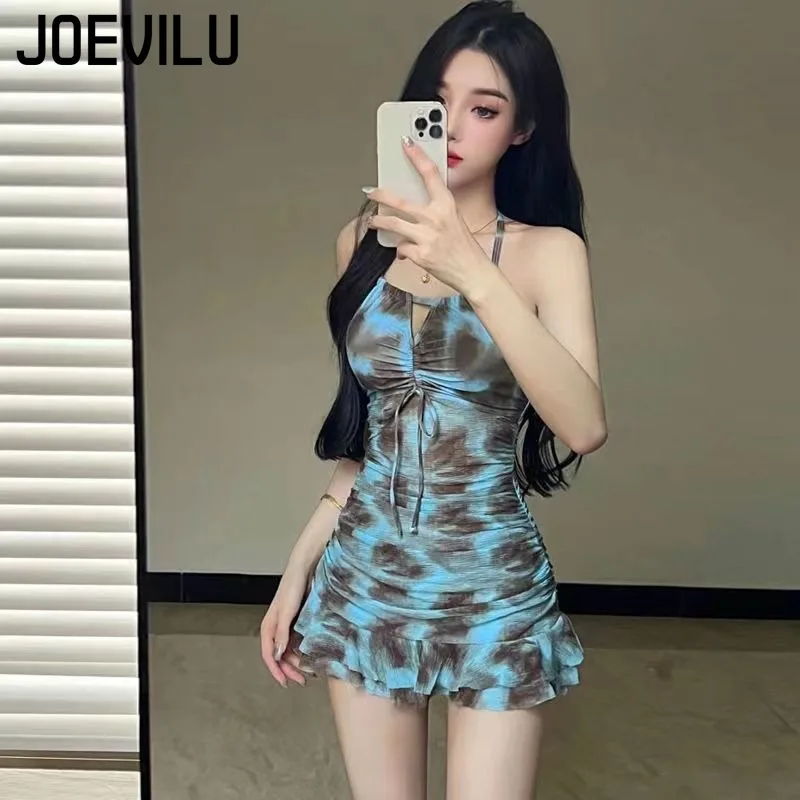 JOEVILU เซ็กซี่ Halter ชุดว่ายน้ําผู้หญิงฤดูร้อน Pure Desire ลมพรีเมี่ยมความรู้สึกแบบอนุรักษ์นิยม Belly ครอบคลุม Slim One-piece Dress