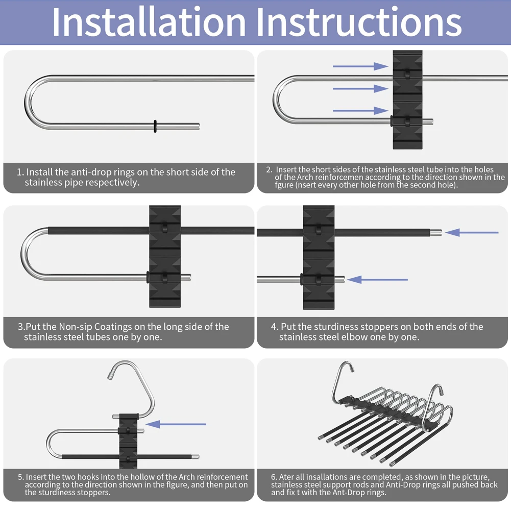 5 شبكات و9 شبكات شماعة بنطال قابلة للطي من الفولاذ المقاوم للصدأ - مشابك سحرية متعددة الطبقات ومنظم موفر للمساحة قابل للسحب