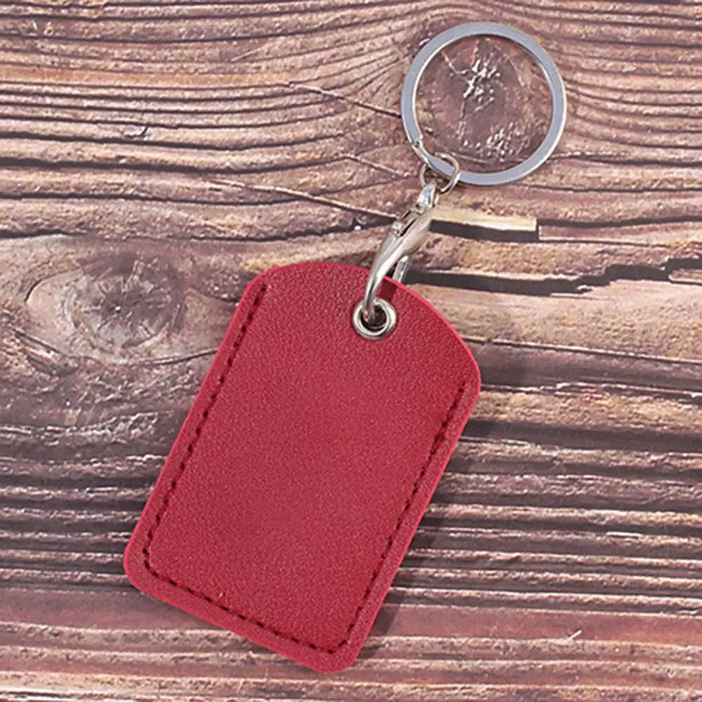 Useful Protective Card Sleeve With Keychain Rectangle Badge Card Holders PU Leather Key Ring For Airtag