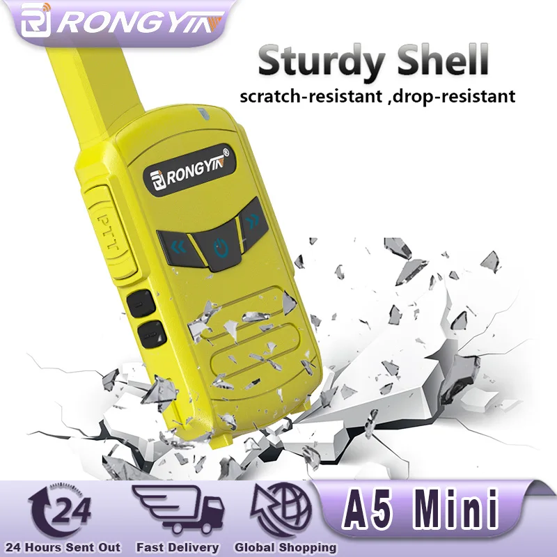 Rongyin-ミニラジオa5cb,uhf 400-470mhz,バッテリー節約,16チャンネル,Cタイプ充電,長距離トランシーバー,子供向けギフト,BF-T20