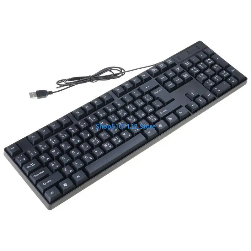 87HD Keyboard, Portable Arabic Keyboard, Ultra-Thin Silent Black for Desktop Computer