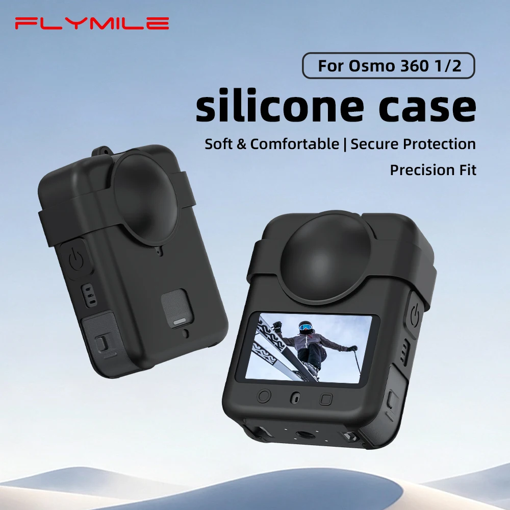 Silicone Case W Lanyard For DJI Osmo 360 1/2 Camera Accessories Anti-dust Anti-scratch Lens Guard Protective Case Body Cover