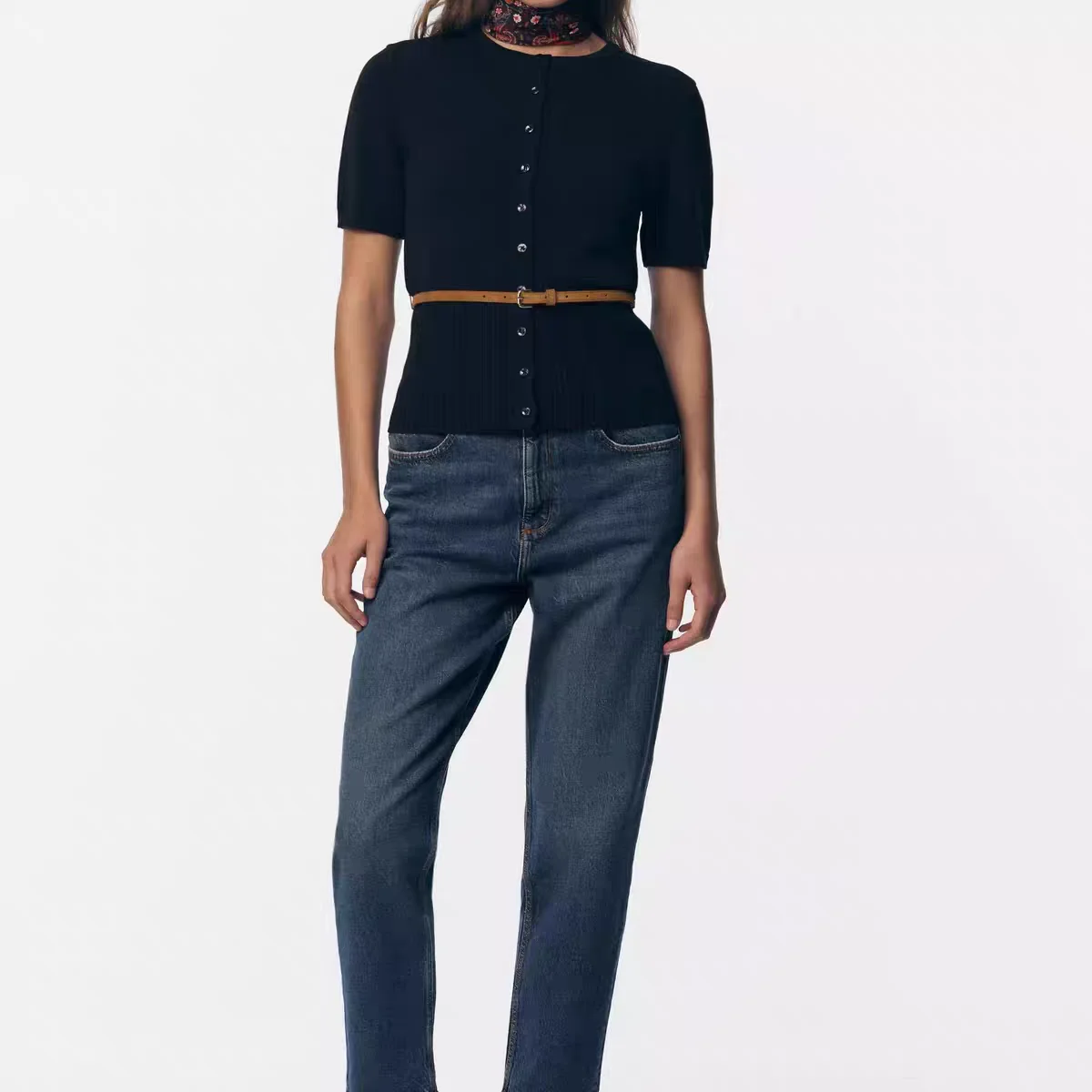 

Новое осеннее поступление, женская трикотажная верхняя одежда ort Sve round Ne с поясом Briti Sle из полиэфирного волокна для поездок на работу Sle