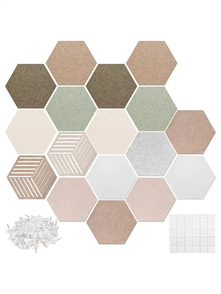 12-inch zeshoekig kurkplankje, zeshoekige gebeds-/visie-pinboards, geluidsisolerende plaat van polyestervezel, vilt-bulletinboard, wanddecoratie - afbeelding 2