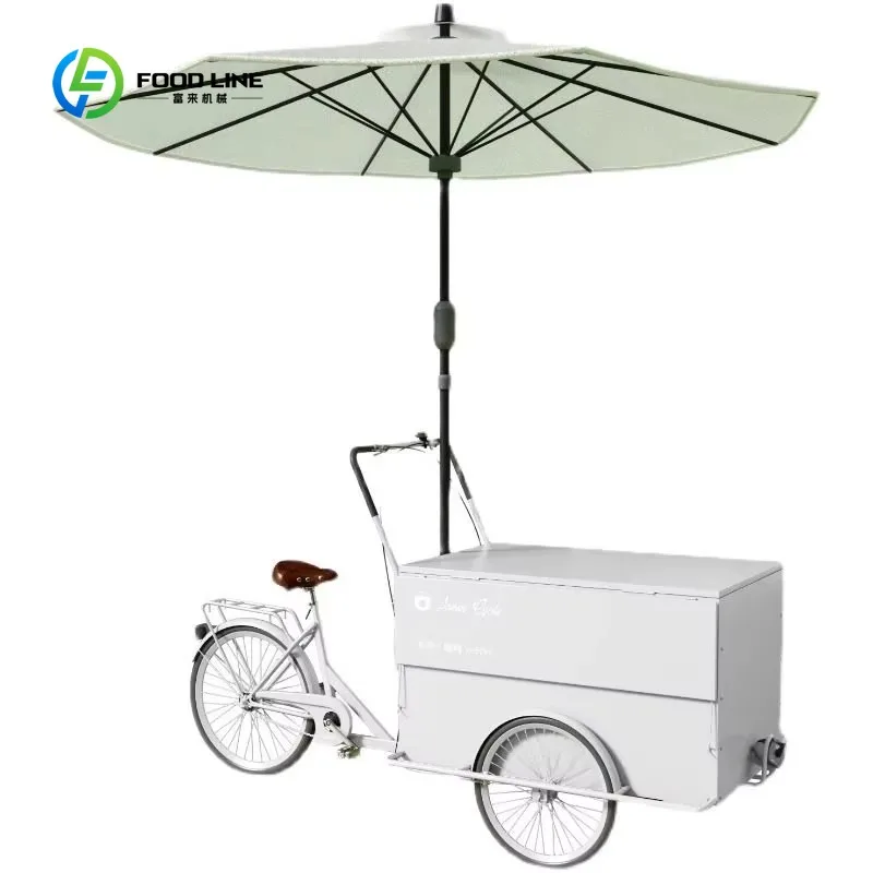 Customized Multi-function Reverse Riding Movable Metal Snack Coffee Cart Flower Cart Outdoor Milk Tea Ice Cream Shopping Mall