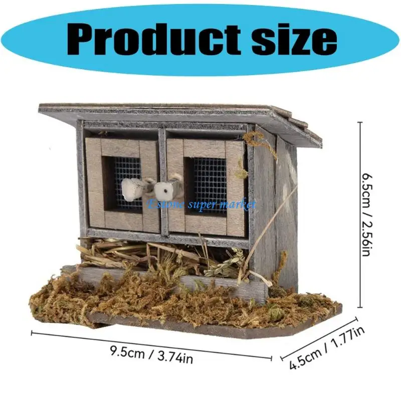 Poulailler en bois 090B, maison poupée, meubles miniatures, accessoire paysage ferme