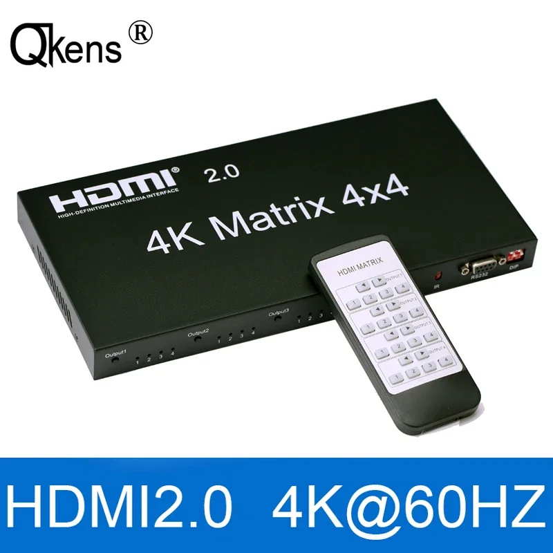 

HDMI 2.0 4K 60HZ Matrix 4X4 HDMI Matrix Audio Video Splitter Switcher 4 In 4 Output with RS232 EDID for PS4 DVD PC To TV HDTV