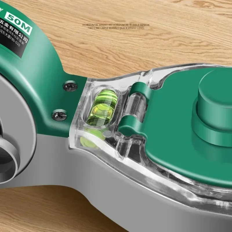 Construction Site Chalk Line Tool Woodworker'S Hand-Cranked Retractable Chalk Line Portable Spirit Level Line Marking Tool