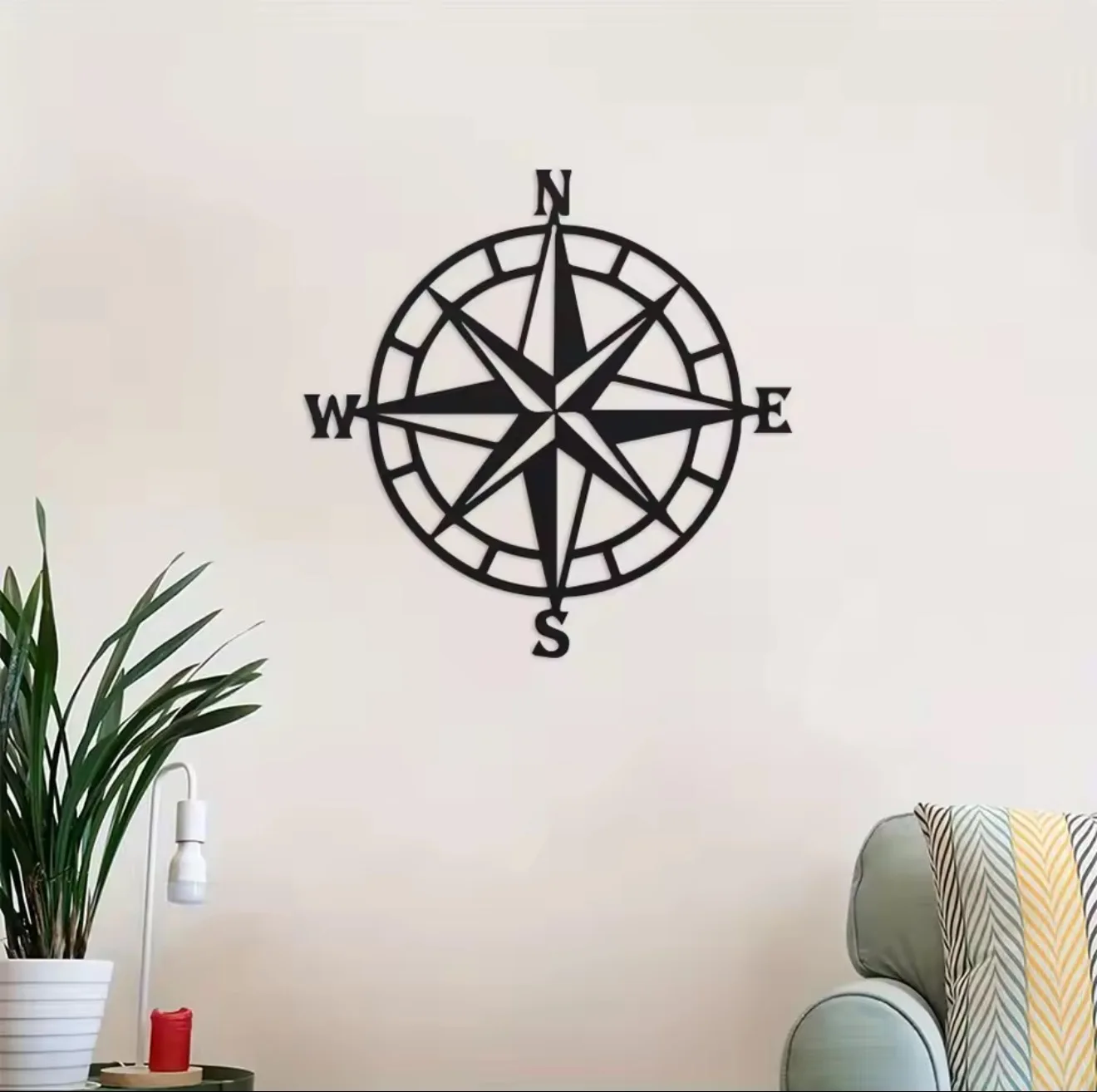 Metal Decorative Nautical Compass Wall Decor, Living Room Bedroom Office Porch Garden Patio Signs Wall Hanging Art Home Decor
