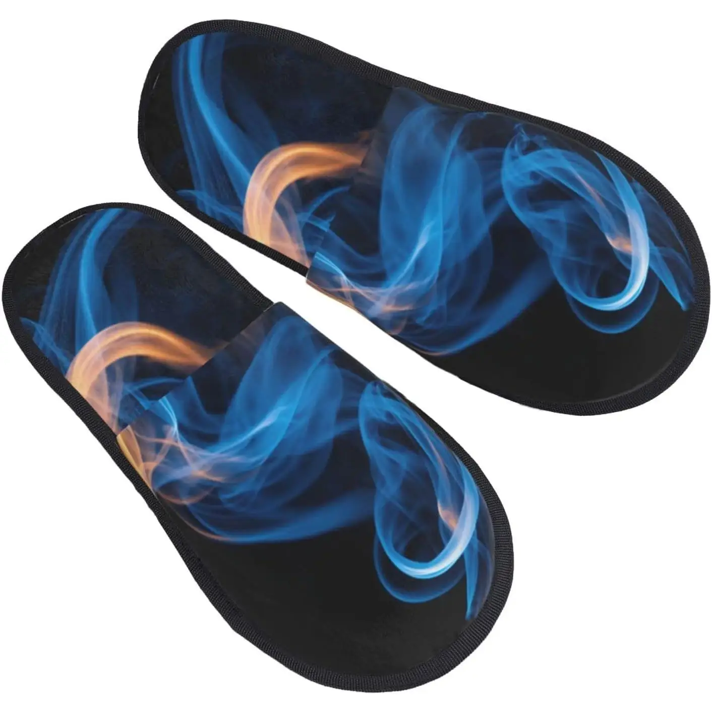 

Blue Flame printing Fall Winter Fuzzy Slippers Comfy House Shoes Portable for Hotel Travel Gifts for Women and Men