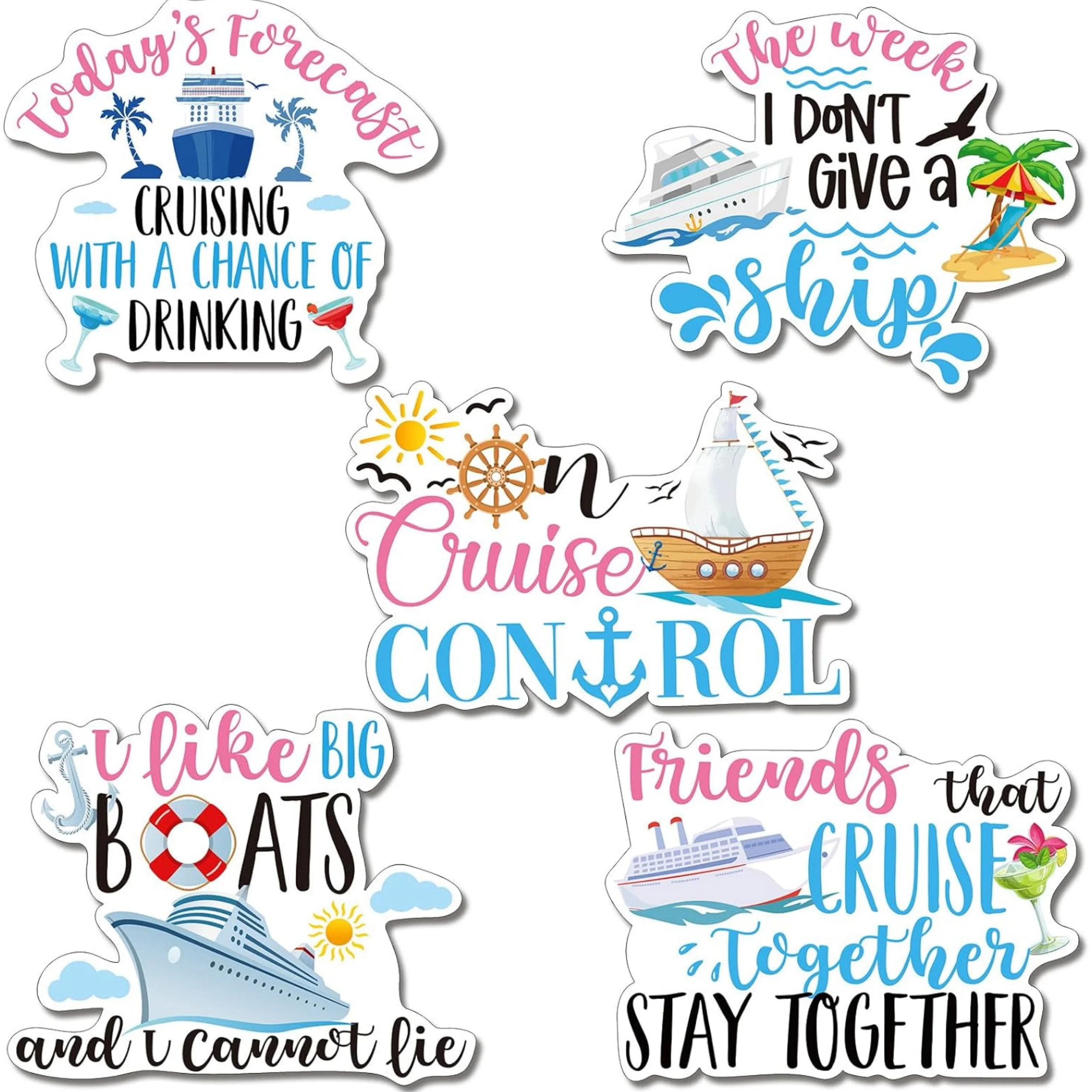 5 Pcs Magnetic Fridge Stickers - Funny Ship Door Magnets for Cruise Ship Decor - Refrigerator & Garage Magnet Decorations, 7.6 X