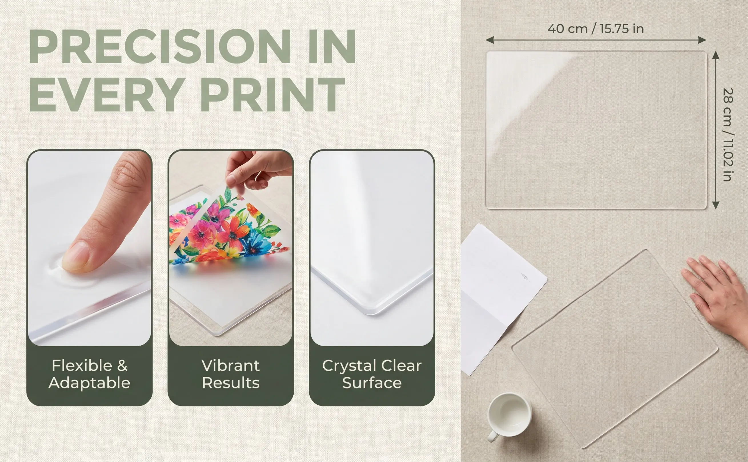 A3 Clear Gel Plate for Monoprinting and Transfer Printing Versatile Flexible Reusable Surface for Mixed Media Art Scrapbooking
