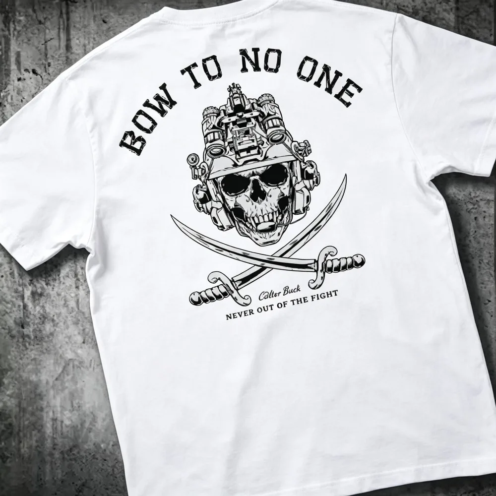 2026 New Tactical Helmet Skull Drop Shoulder T-shirt, Cross Saber Vintage Art,  Military Fans Loose Unisex Cool Tops