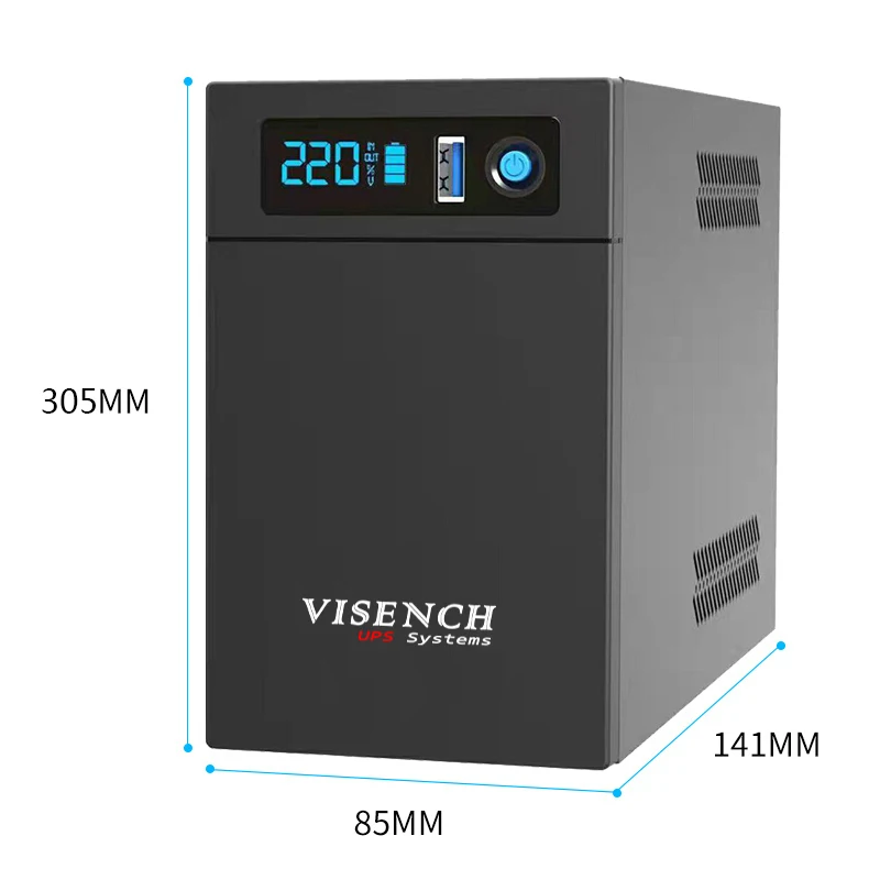 Visench Mini Tower UPS Backup Battery Power Supply 220/230/240V 1200VA/720W Sinewave Offline UPS System