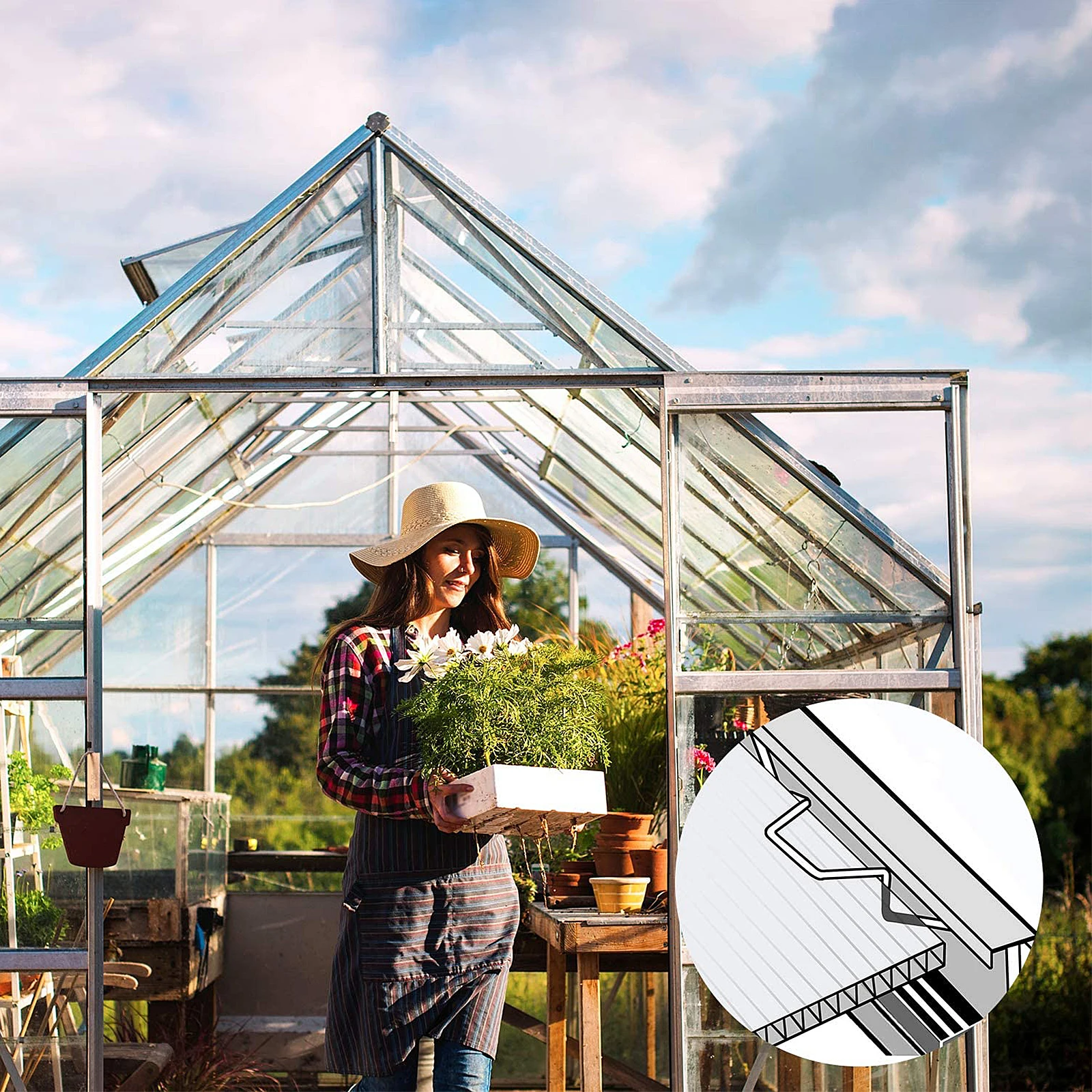 

25pcs Stainless Steel Glass Clips Plastic Plant Hangers Greenhouse Supplies Glass Frame Fixing Clamps Gardening Hardware