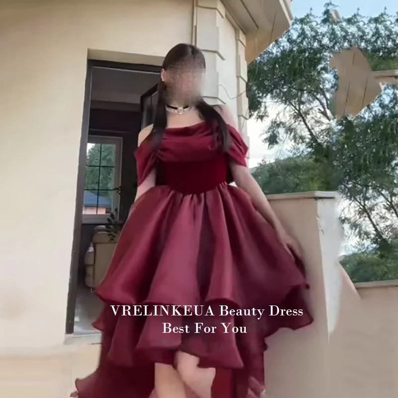 

Элегантные бордовые платья для выпускного вечера с открытыми плечами, асимметричные платья из органзы для выпускного, асимметричные платья для выпускного вечера для подростков, вечерние платья для торжественных мероприятий