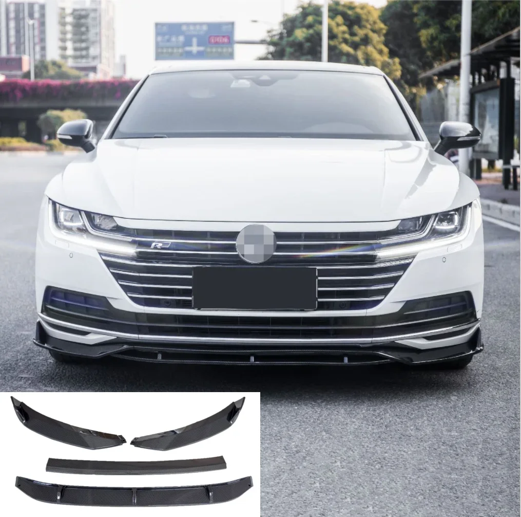 Front Bumper Spoiler Protector Plate Lip Body Kit Carbon Surface Decorative Strip Chin Shovel For Volkswagen ARTEON CC 2019 2020