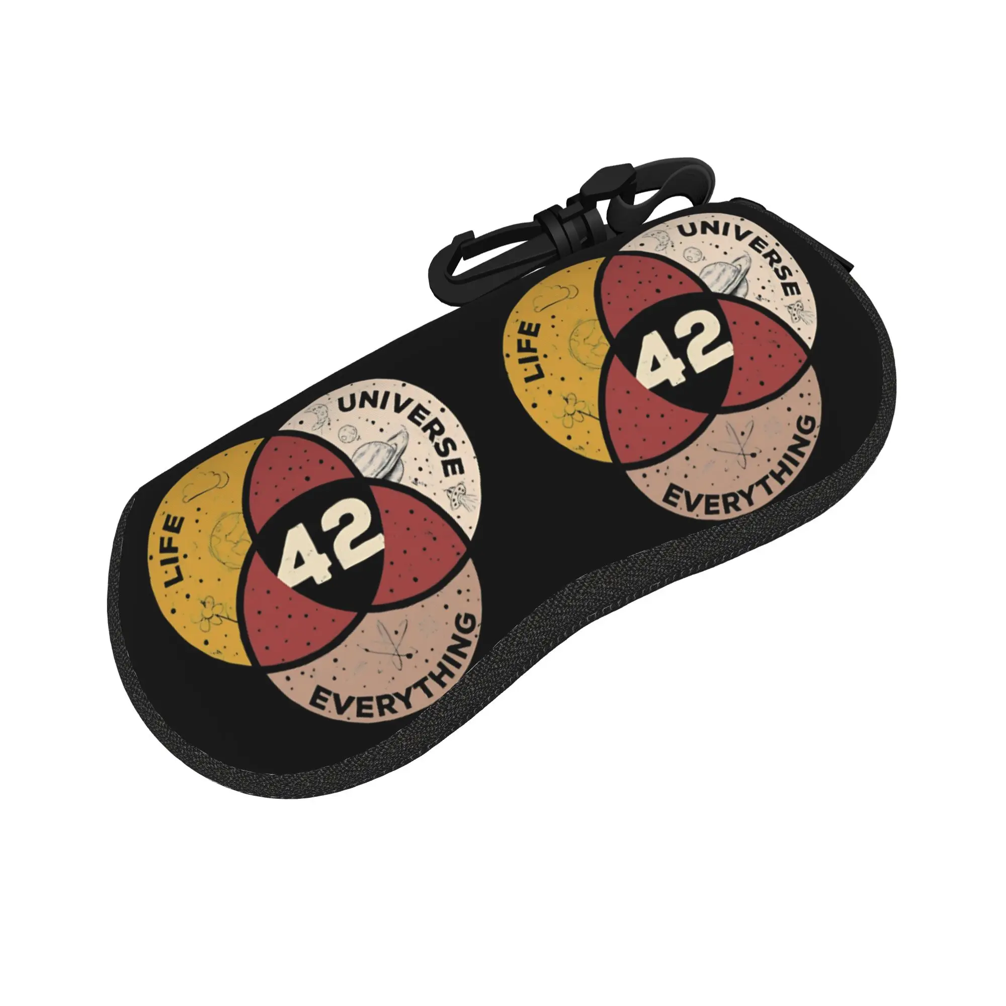 dont panic 42 The Answer To Life Douglas Adams Glasses Case for Women Portable Zipper Sunglasses Storage Box Eye Contacts Case