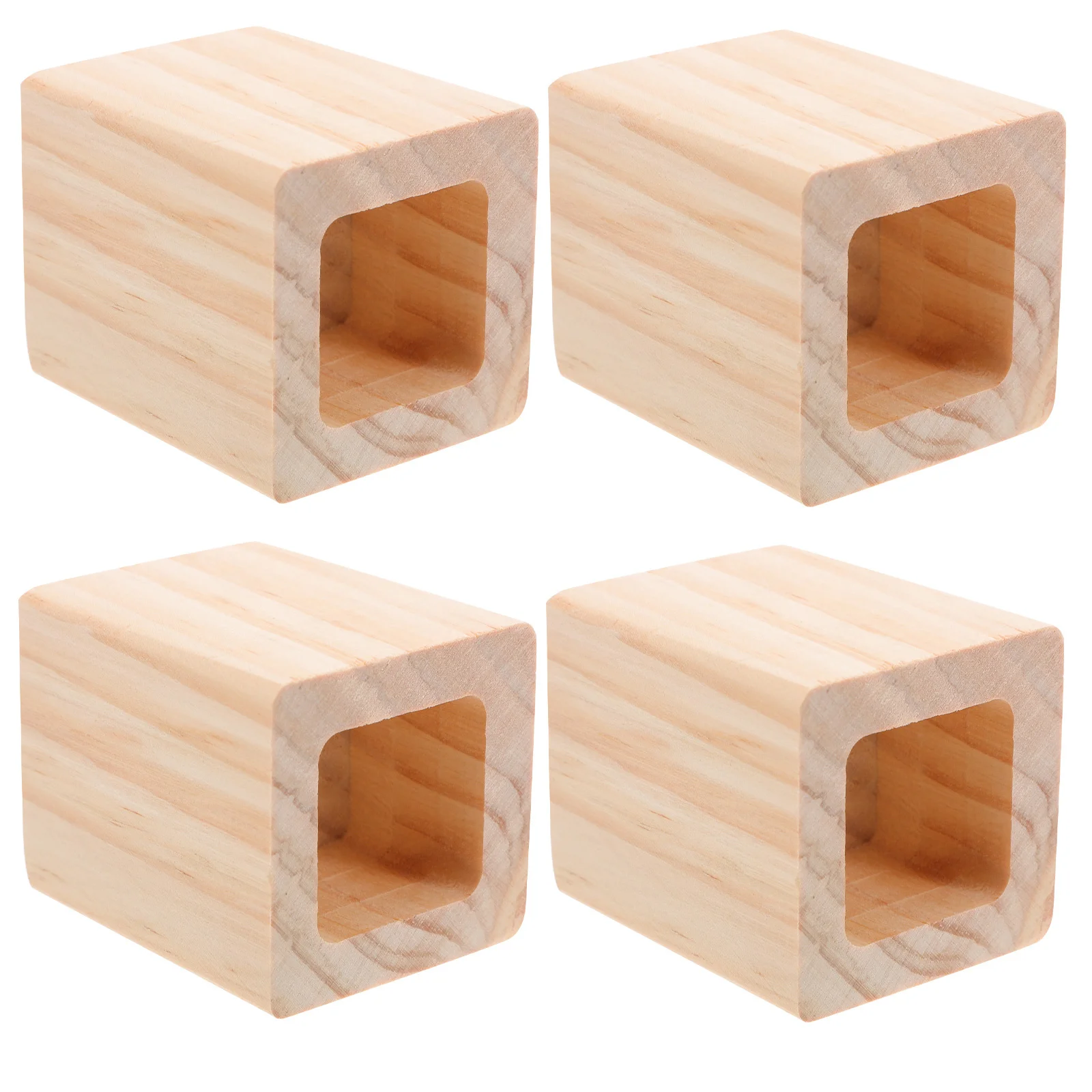 

4Pcs Wood Furniture Risers Heavy Duty Bed Elevator Blocks for Raising Desk Sofa Table Legs Increased Height with Natural Finish
