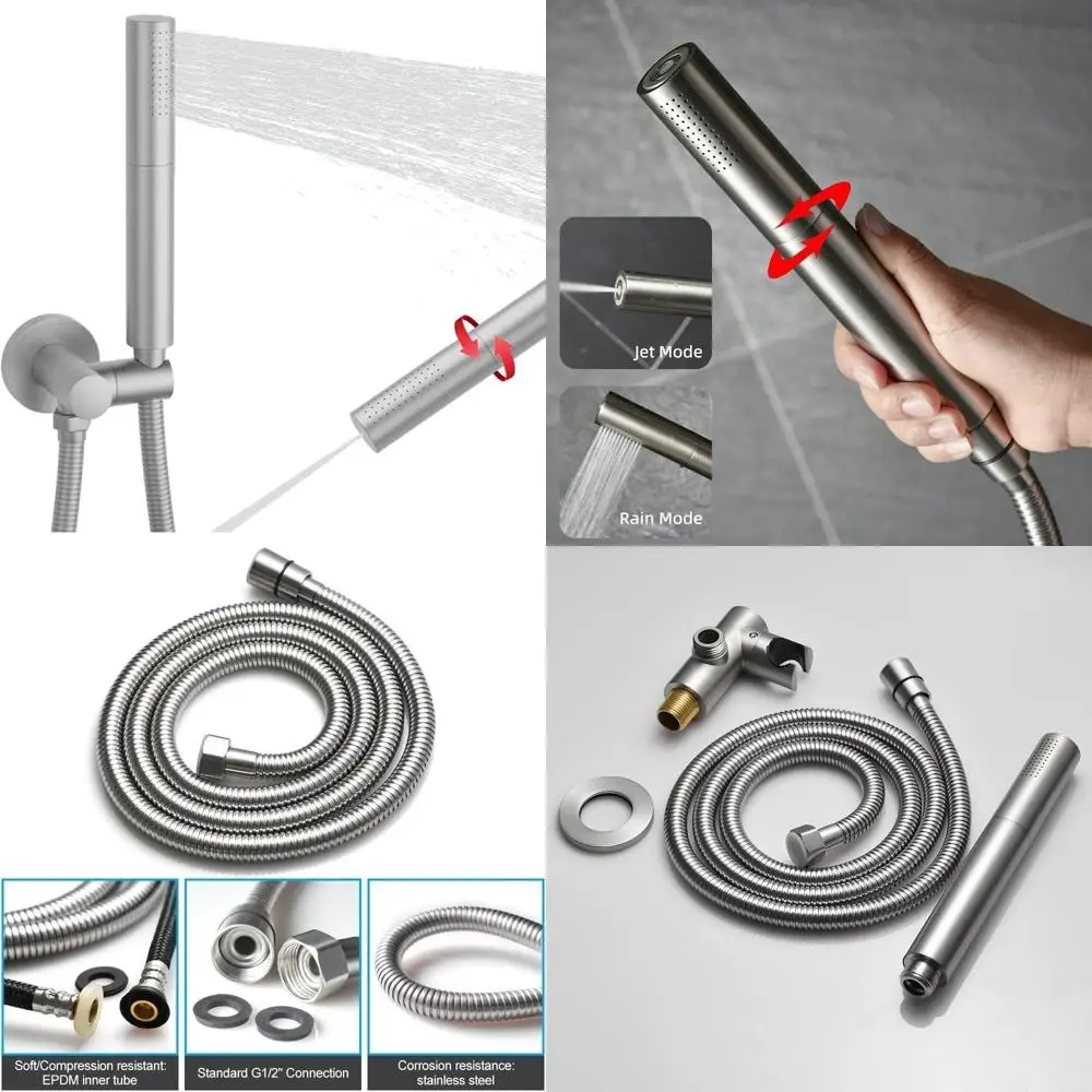 

Dual Function 7-Inch High-Pressure Brushed Nickel Shower Wand with 59-Inch Hose and Bracket