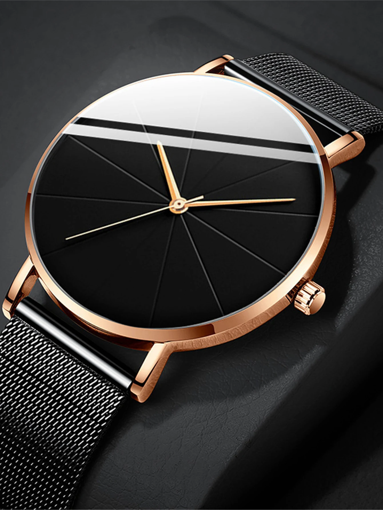 Изящные черные ультратонкие женские минималистичные кварцевые часы из сплава с сеткой для бизнеса и моды. Подарок на день рождения для нее.