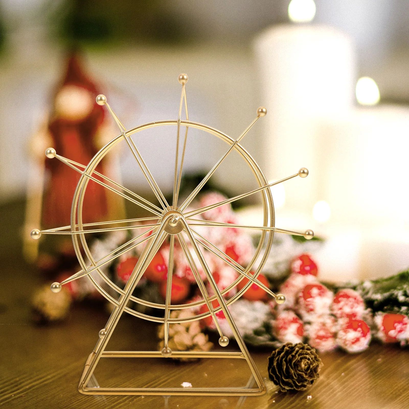

Creative Ferris Wheel Desktop Decor Rotatable Sky Wheel Ornament Material Stylish Elegant Design Stable Round Base
