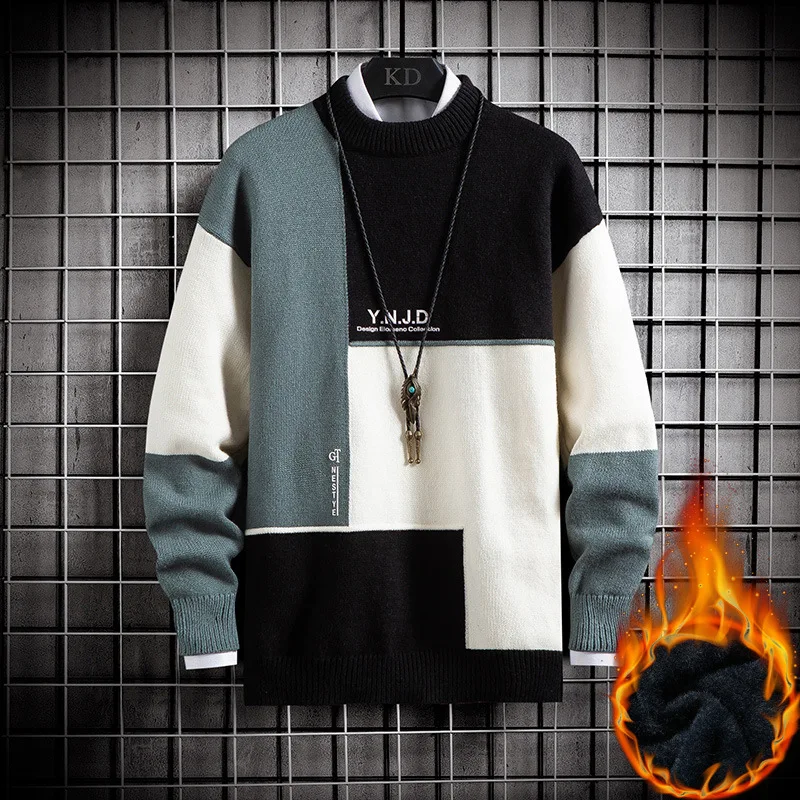 

Осенне-зимний флисовый свитер-куртка оверсайз с зелеными вставками в стиле пэчворк, модный, для уличных танцев, вязаный, для выступлений