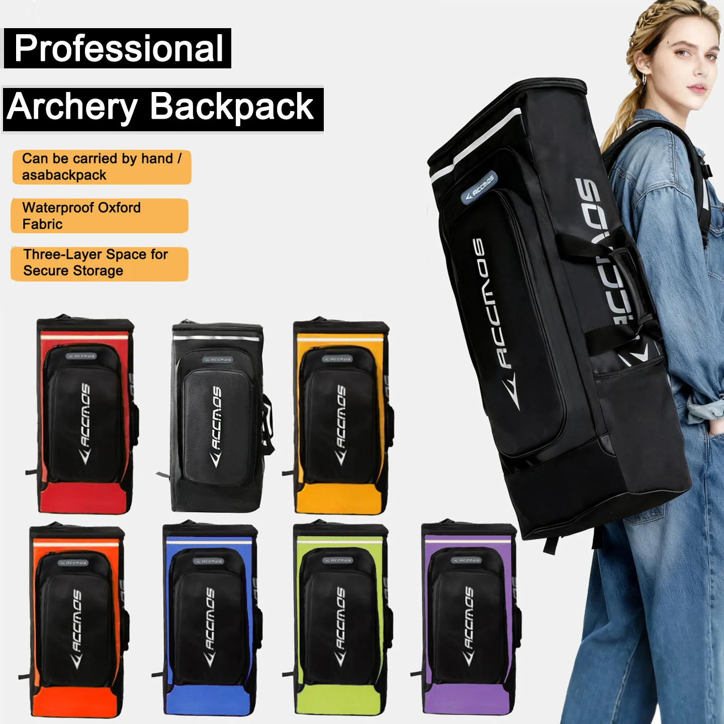 Accmos Nylon Recurve Bow Bag, Takedown Bow Portable Case Backpack Handbag for Archery Hunting & Shooting