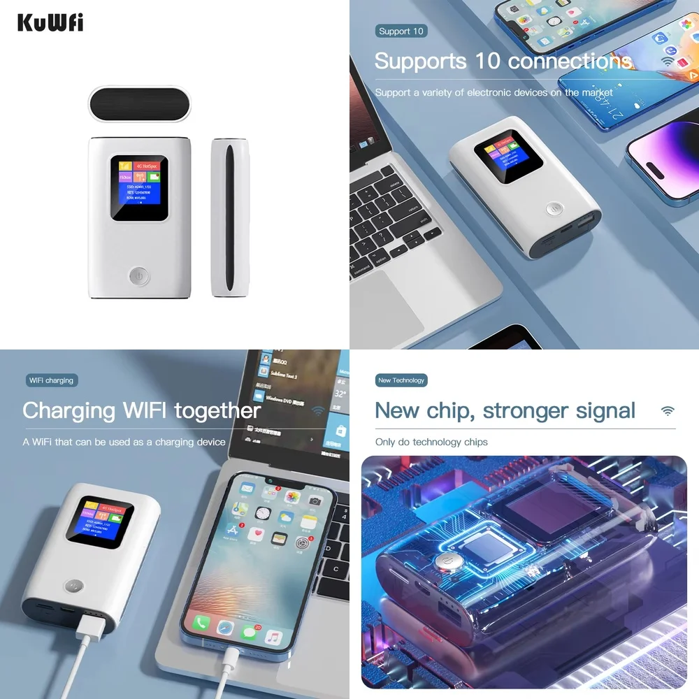 

Популярный портативный 4G LTE WiFi роутер-хотспот для моделей KuWFi с функцией Power Bank и слотом для SIM-карты, 6000 мАч
