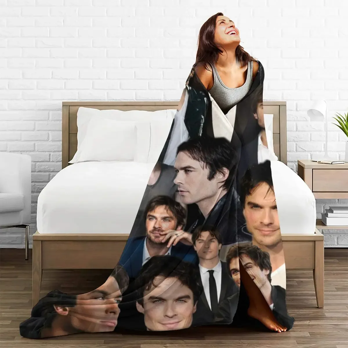 Ian Somerhalder Blanket Velvet All Season Breathable Lightweight Thin Throw Blanket for Bedding Outdoor Bedspreads