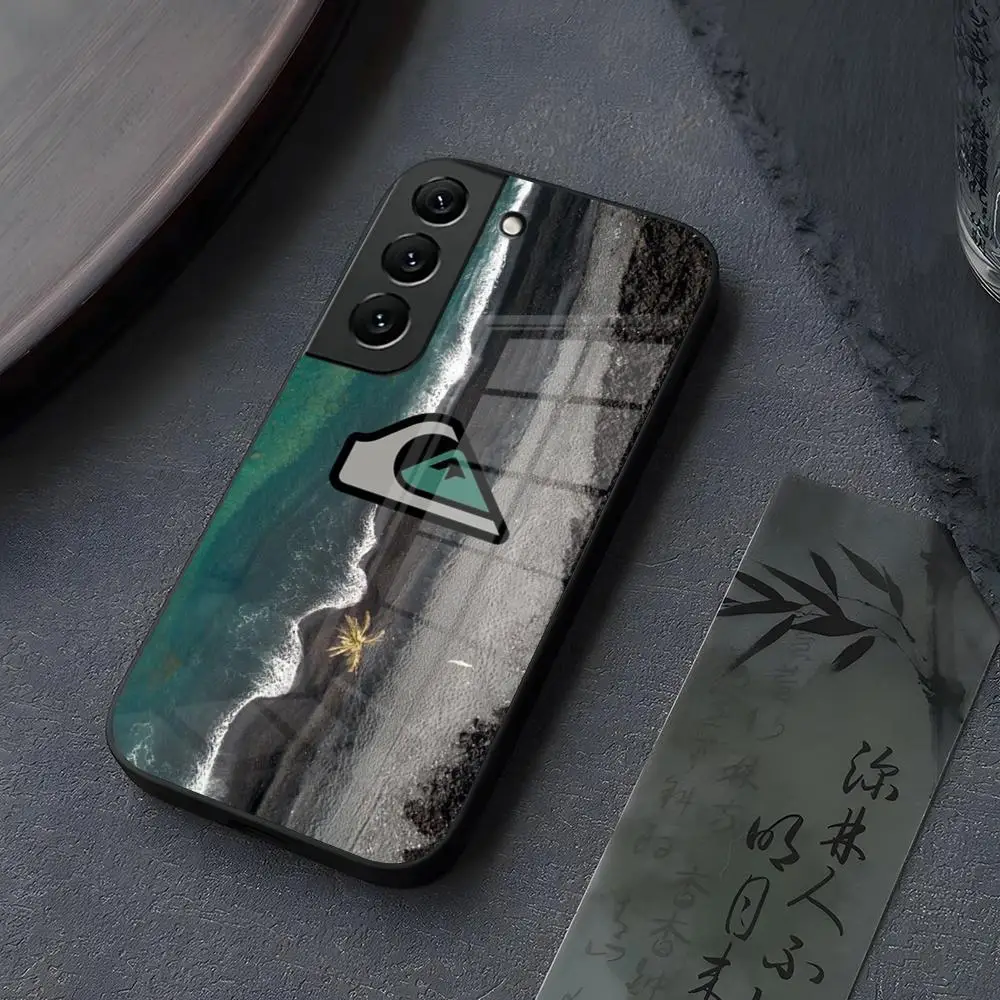 Capa de Telefone Surf e Skate Quiksilver de Vidro para Samsung Galaxy S26 Ultra S25 S24 S21 S22 S23 S20 Ultra FE Plus Note20 Ultra
