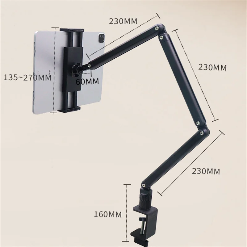 Tablet Holder Support for Pad Portable Monitor Holder E-Book Phone Stand Laptop Adjustable Rotating Tablet Clip Holder Mount