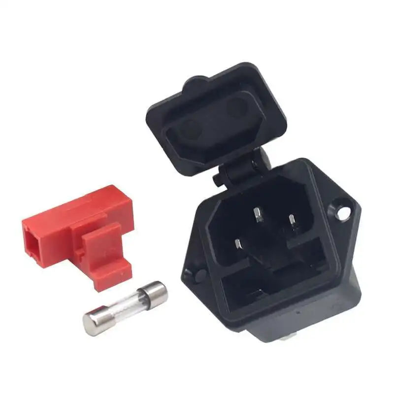 

Waterproof 250V 15A Screw Mounting Chassis Electric Bike Inlet Power C14 Socket With Cover And Fuse Holder