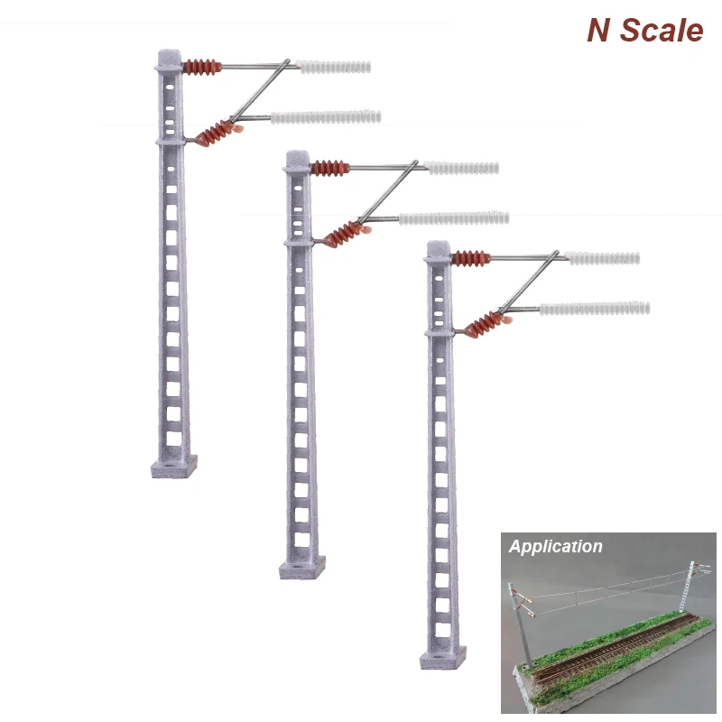 HO/N Scale Train Model Catenary Contact Network Alloy Column, Stainless Steel Wire And Screws 3Set