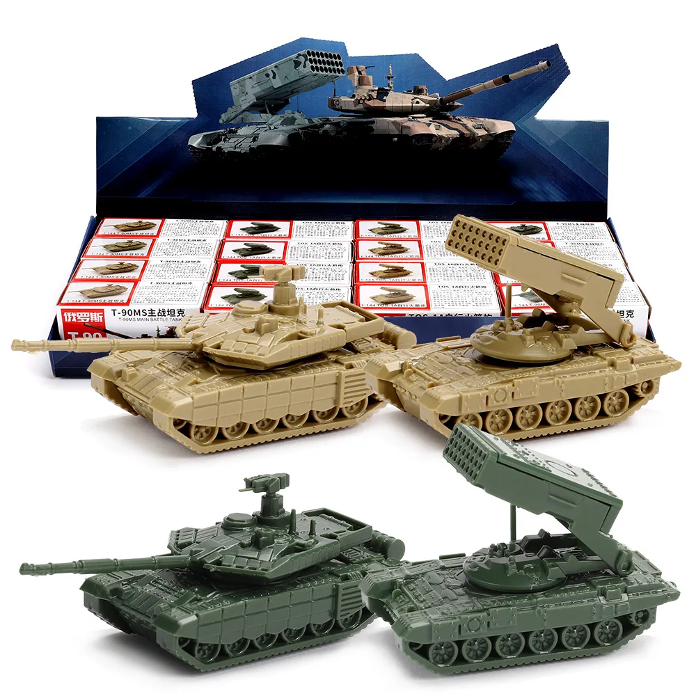 ViiKONDO 1/144 skala zabawkowy zestaw modeli do składania czołgu pojazd wojskowy rosja T-90MS vs T0S-1A armia montaż Tabletop Wargame Diorama Hobby
