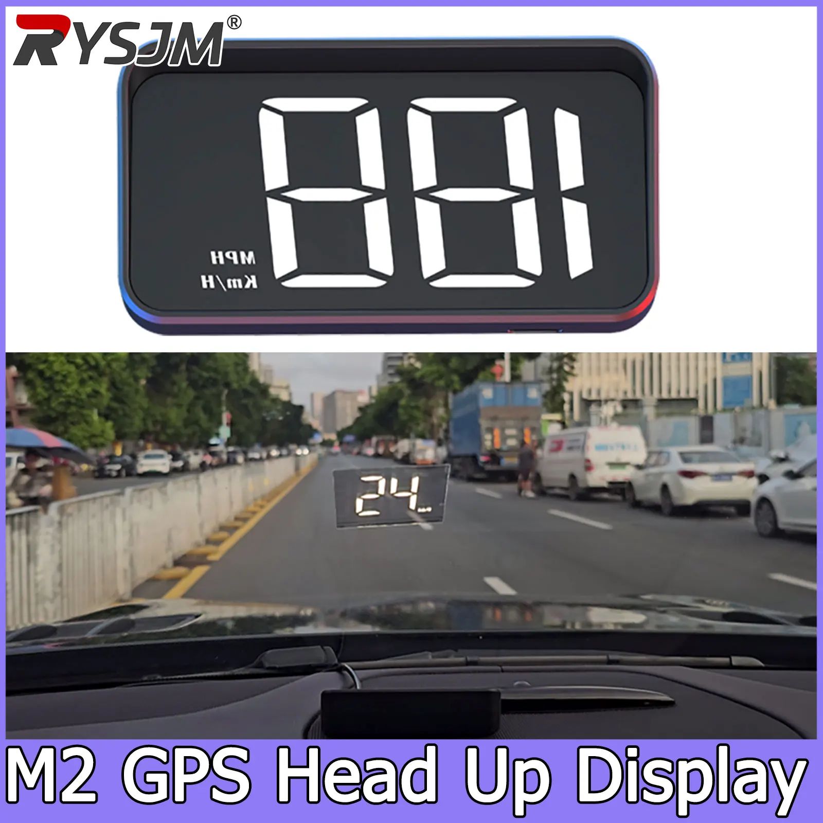 M2 Head Up Display Car GPS Speedometer KMH HUD Universal USB Cable Plug & Play GPS & Beidou Dual Satellite System