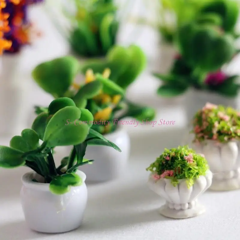 

85AE 13PCS Realistic Doll House Furniture Miniature Potted Plant Office Desk Ornament