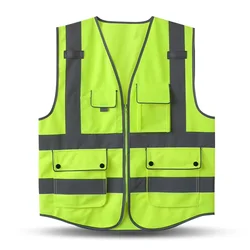 Chalecos de seguridad industriales con múltiples bolsillos Ropa de seguridad laboral Logotipo personalizado Chaleco de seguridad reflectante de alta visibilidad Ropa de trabajo