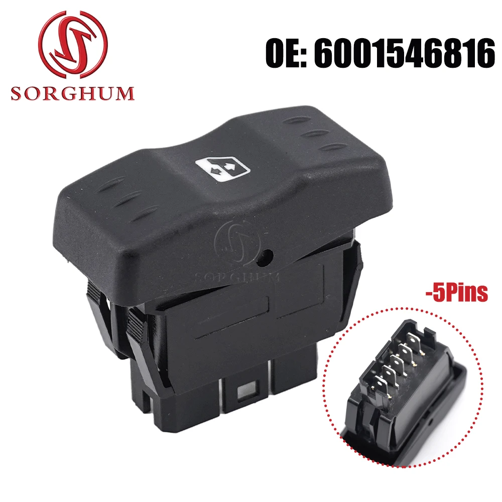 

Одиночный переключатель электрического стеклоподъемника SORGHUM 6001546816 для Renault Dacia Logan 2004-2014, аксессуары для AUTO 60015-46816
