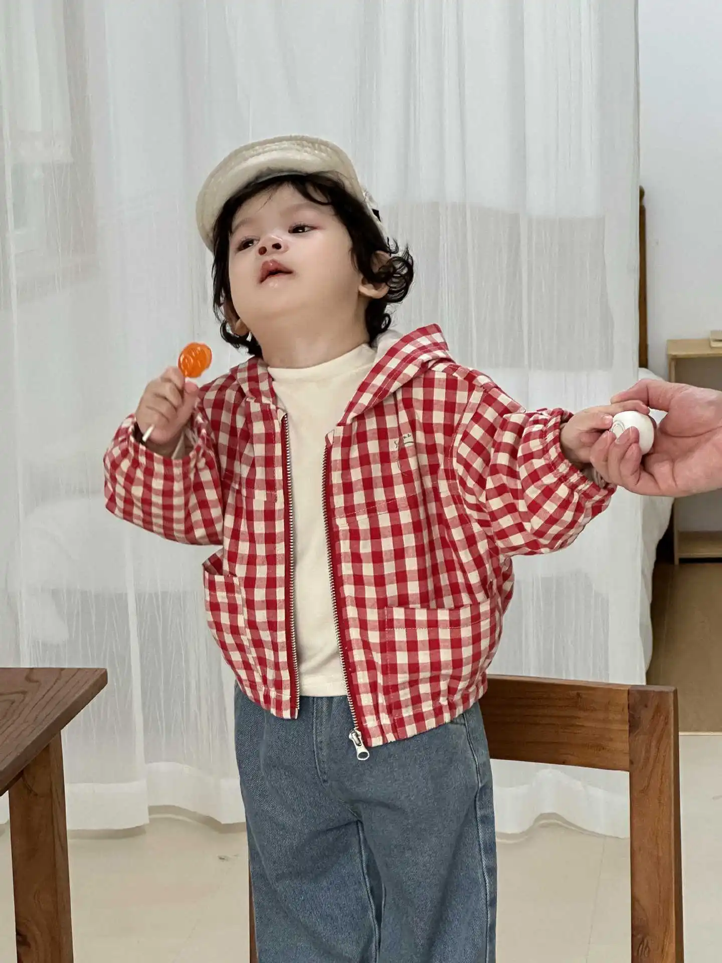 2026 Autumn New Children Long Sleeve Plaid Coat Cute Boys Girls Casual Jacket Baby Hooded Tops Fashion Kids Clothes 6