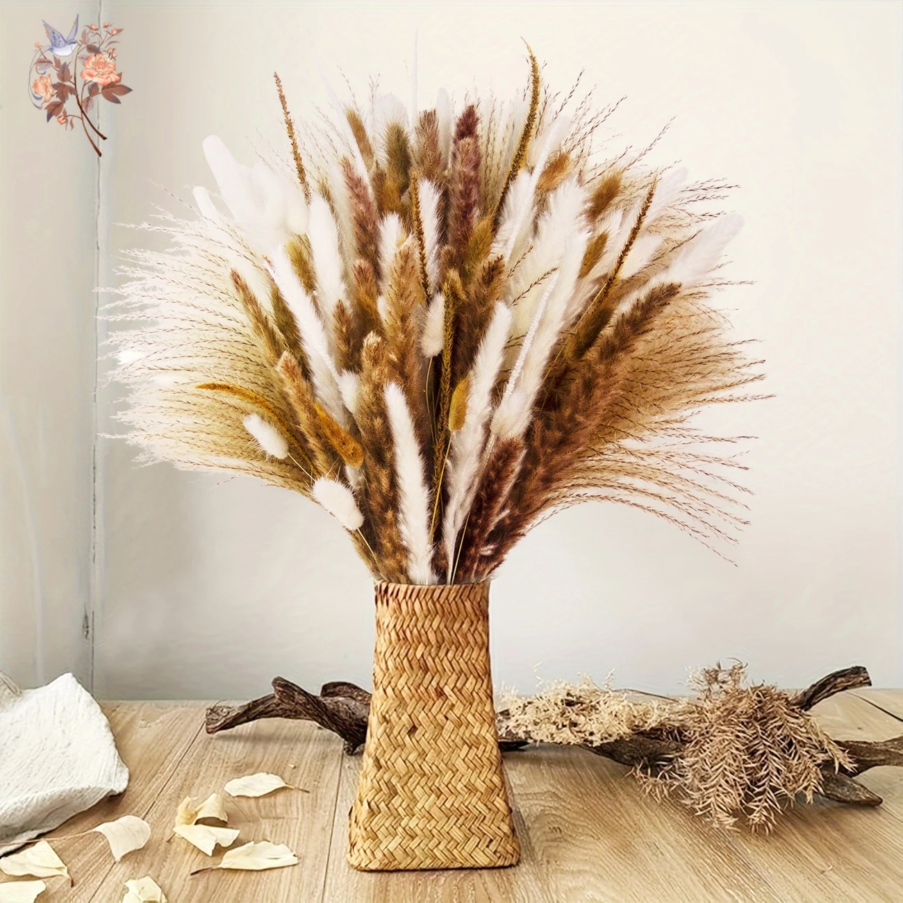 

Fluffy Pampas Grass Flowers Bundles Dried Pompas for Home Table Boho Decor Bouquet Natural Reeds Bunny Tails Wedding Decoration