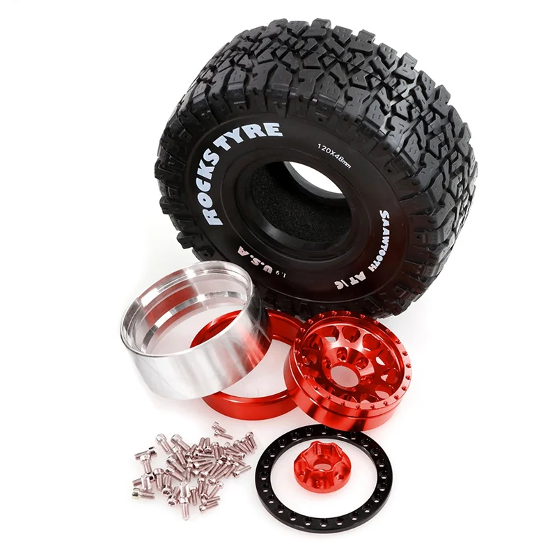 

A73E-Beadlock Wheel Rim 120Mm 1.9" Rubber Tire Set(4Pcs) For 1/10 RC Crawler Car Axial SCX10 Pro Capra TRX4 D90